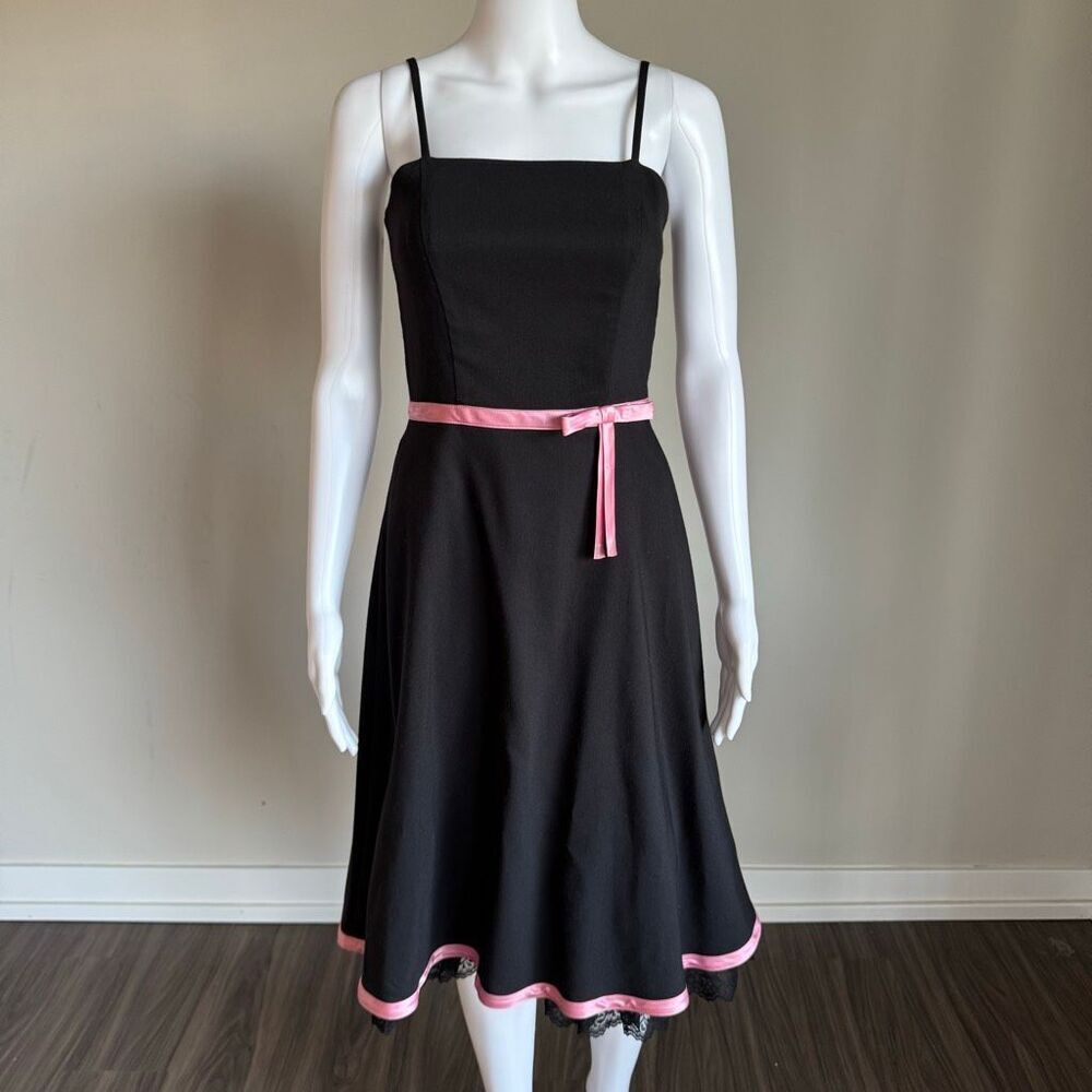Vintage 90’s Y2K A. Byer Whimsigoth Prom Cocktail Lace Dress With Bow Detail